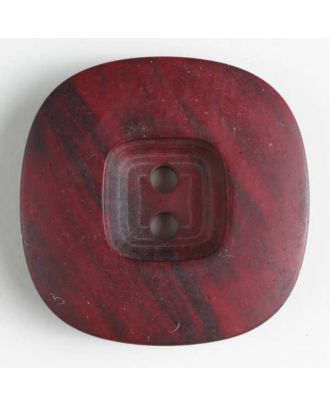 2-loch Kunststoffknopf marmoriert mit viereckiger Vertiefung - Größe: 34mm - Farbe: rot - Art.Nr. 400076