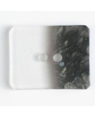 2-loch Kunststoffknopf viereckig, halbseitig marmoriert  - Größe: 34mm - Farbe: braun - Art.Nr. 400088