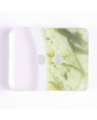 2-loch Kunststoffknopf viereckig, halbseitig marmoriert  - Größe: 34mm - Farbe: grün - Art.Nr. 400090