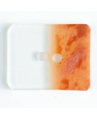 2-loch Kunststoffknopf viereckig, halbseitig marmoriert  - Größe: 23mm - Farbe: orange - Art.Nr. 340869