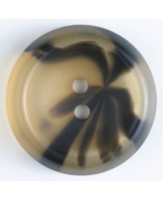 2-loch Kunststoffknopf mit geflammtem Dekor - Größe: 38mm - Farbe: beige - Art.Nr. 430049