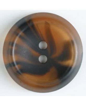 2-loch Kunststoffknopf mit geflammtem Dekor - Größe: 25mm - Farbe: braun - Art.Nr. 370412
