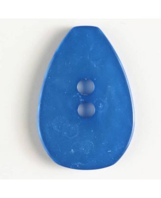 Polyesterknopf, tropfenförmig, 2 Loch - Größe: 45mm - Farbe: blau - Art.Nr. 450106