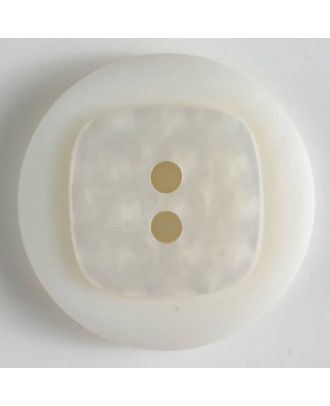 Polyesterknopf, mit quadratischer Erhöhung um 2 Knopflöcher  - Größe: 25mm - Farbe: weiß - Art.Nr. 370451