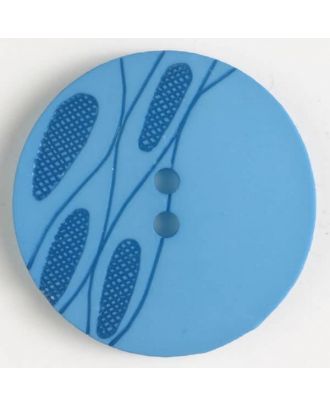 Kunststoffknopf gelasert „Tannenzapfen“, 2-loch - Größe: 28mm - Farbe: blau - Art.Nr. 380247