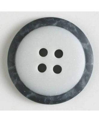 Polyesterknopf mit marmoriertem schwarzem Rand  mit 4 Löchern -  Größe: 30mm - Farbe: grau - Art.Nr. 380283