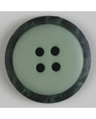 Polyesterknopf mit marmoriertem schwarzem Rand  mit 4 Löchern - Größe: 25mm - Farbe: grün - Art.Nr. 370601