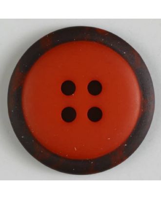 Polyesterknopf mit marmoriertem schwarzem Rand  mit 4 Löchern - Größe: 30mm - Farbe: rot - Art.Nr. 380291