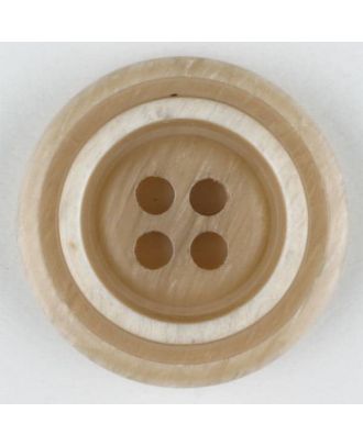 Polyesterknopf aus aneinandergesetzten Ringen, mit 4 Löchern - Größe: 28mm - Farbe: beige - Art.Nr. 380314