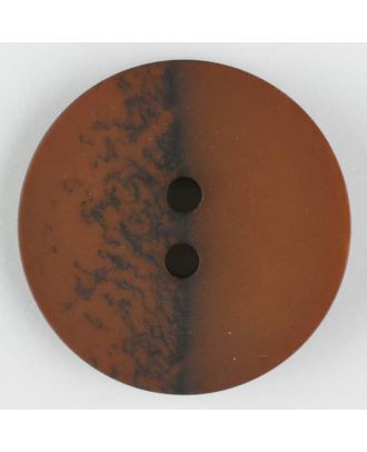 Polyesterknopf, eine Hälfte marmoriert, die andere uni, rund, 2 loch - Größe: 23mm - Farbe: braun - Art.Nr. 344704