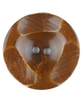 Polyesterknopf glänzend, mit Vertiefungen, rund, 2 loch - Größe: 30mm - Farbe: braun - Art.Nr. 386701