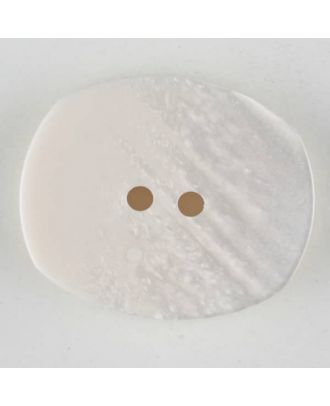 Polyesterknop mit ungleichmäßiger Oberflächef, oval, 2 loch - Größe: 28mm - Farbe: weiß - Art.Nr. 380336