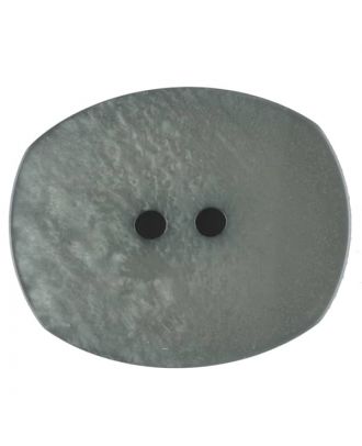 Polyesterknopf mit ungleichmäßiger Oberfläche, oval, 2 loch - Größe: 23mm - Farbe: grau - Art.Nr. 346713