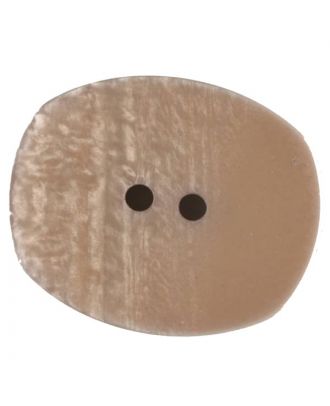 Polyesterknopf mit ungleichmäßiger Oberfläche, oval, 2 loch - Größe: 28mm - Farbe: beige - Art.Nr. 386711