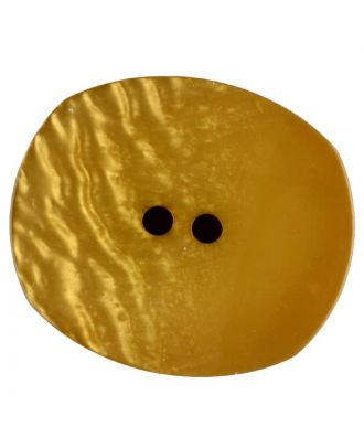 Polyesterknop mit ungleichmäßiger Oberflächef, oval, 2 loch - Größe: 28mm - Farbe: gelb - Art.Nr. 386718