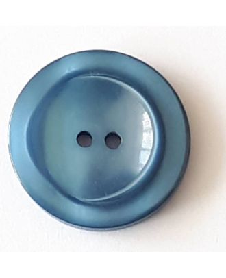 Polyesterknopf mit breitem Rand mit 2 Löchern - Größe: 28mm - Farbe: blau  - Art.Nr. 388717
