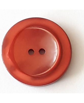 Polyesterknopf mit breitem Rand mit 2 Löchern - Größe: 23mm - Farbe: rot  - Art.Nr. 348711
