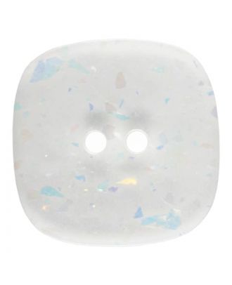 viereckiger transparenter Knopf mit Glitter, 2-Loch - Größe: 20mm - Farbe: transparent - Art.Nr. 341314