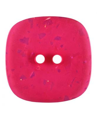 viereckiger transparenter Knopf mit Glitter, 2-Loch - Größe: 20mm - Farbe: rose/pink - Art.Nr. 344819