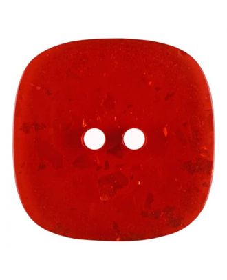 viereckiger transparenter Knopf mit Glitter, 2-Loch - Größe: 20mm - Farbe: rot - Art.Nr. 344821