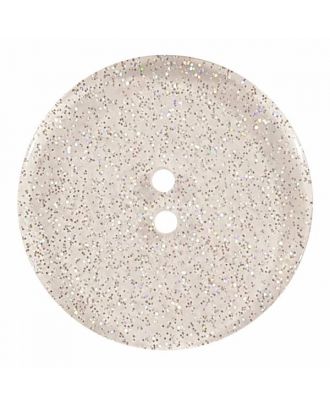 transparenter Knopf mit Glitter, 2-Loch - Größe: 18mm - Farbe: transparent - Art.Nr. 341327