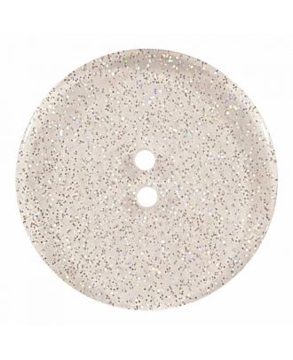 round  polyester button with glitter and 2 holes - Size: 18mm - Color: transparent - Art.No. 341327