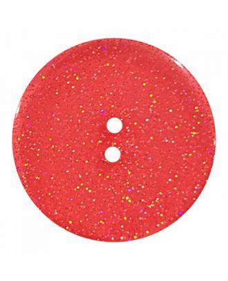 transparenter Knopf mit Glitter, 2-Loch - Größe: 28mm - Farbe: rot - Art.Nr. 404832