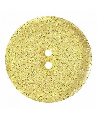 round  polyester button with glitter and 2 holes - Size: 28mm - Color: yellow - Art.No. 404833