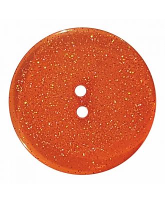 transparenter Knopf mit Glitter, 2-Loch - Größe: 28mm - Farbe: orange - Art.Nr. 404834