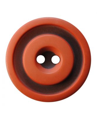 polyester button round shape with matt, two-tone surface and 2 holes - Size: 20mm - Color: terrakotta - Art.No.: 337801