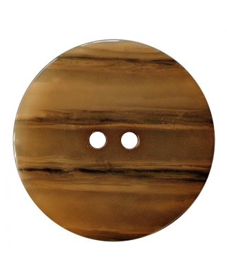 Polyesterknopf rund in glänzender Optik mit feiner Struktur und 2 Löchern - Größe:  23mm - Farbe: hellbraun - ArtNr.: 347825