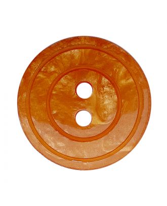 polyester button round shape with shiny surface, pearl effect and 2 holes - Size: 15mm - Color: orange - Art.No.: 288809