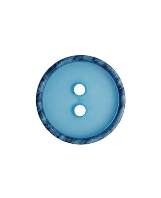 Polyesterknopf rund,transparent mit matter Oberfläche und 2 Löchern - Größe:  20mm - Farbe: blau - ArtNr.: 335010