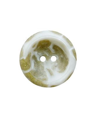 Polyesterknopf rund mit goldfarbenen Partikeln und 2 Löchern - Größe:  28mm - Farbe: weiß - ArtNr.: 380465
