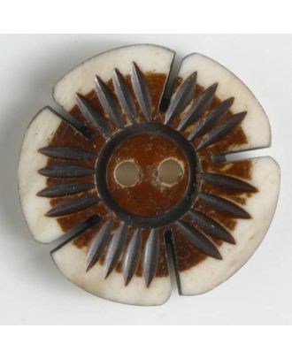 Echter Hornknopf „Schlüsselblume“, 2-loch - Größe: 30mm - Farbe: beige - Art.Nr. 510023