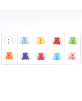 letter A, 10 mixed colours, 3 buttons per colour - Size: 11mm - Color: mixed: red, pink, orange, lilac, blue, yellow, green, white, light blue,rose - Art.-Nr.: 181333