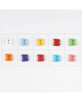 letter B, 10 mixed colours, 3 buttons per colour - Size: 11mm - Color: mixed: red, pink, orange, lilac, blue, yellow, green, white, light blue,rose - Art.-Nr.: 181334