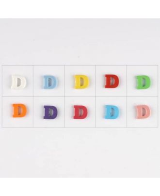 letter D, 10 mixed colours, 3 buttons per colour - Size: 11mm - Color: mixed: red, pink, orange, lilac, blue, yellow, green, white, light blue,rose - Art.-Nr.: 181336