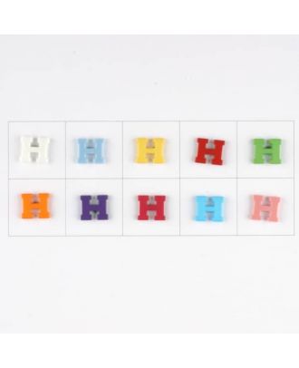 letter H, 10 mixed colours, 3 buttons per colour - Size: 11mm - Color: mixed: red, pink, orange, lilac, blue, yellow, green, white, light blue,rose - Art.-Nr.: 181340