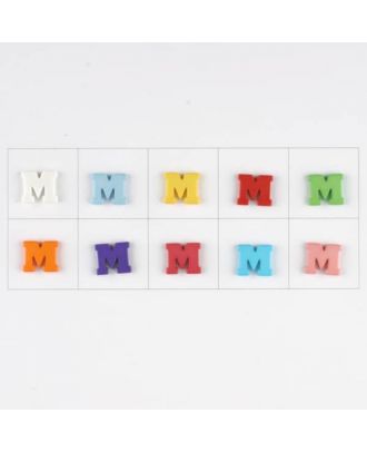 letter M, 10 mixed colours, 3 buttons per colour - Size: 11mm - Color: mixed: red, pink, orange, lilac, blue, yellow, green, white, light blue,rose - Art.-Nr.: 181345