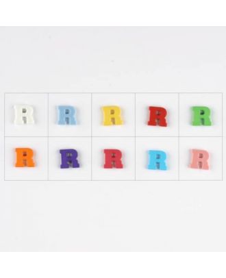 letter R, 10 mixed colours, 3 buttons per colour - Size: 11mm - Color: mixed: red, pink, orange, lilac, blue, yellow, green, white, light blue,rose - Art.-Nr.: 181350