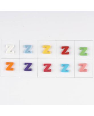 letter Z, 10 mixed colours, 3 buttons per colour - Size: 11mm - Color: mixed: red, pink, orange, lilac, blue, yellow, green, white, light blue,rose - Art.-Nr.: 181358