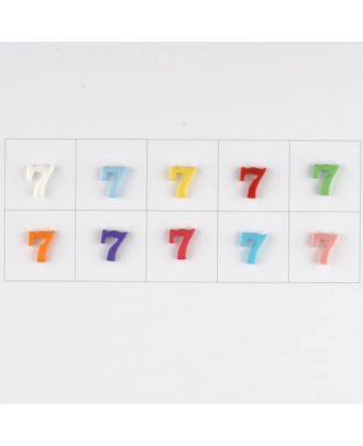 number 7, 10 mixed colours, 3 buttons per colour - Size: 11mm - Color: mixed: red, pink, orange, lilac, blue, yellow, green, white, light blue,rose - Art.-Nr.: 181366